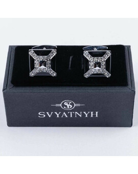 Аренда запонок с украшением и черными вставками для мужских костюмов, изображение 1