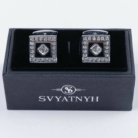 Аренда запонок с черной вставкой и украшениями для мужских костюмов